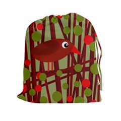 Red cute bird Drawstring Pouches (XXL)