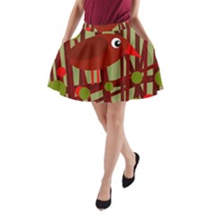 Red cute bird A-Line Pocket Skirt