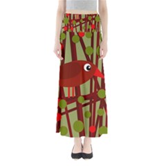 Red cute bird Maxi Skirts