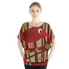 Red cute bird Blouse