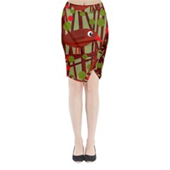 Red cute bird Midi Wrap Pencil Skirt