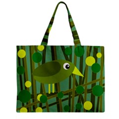 Cute Green Bird Zipper Mini Tote Bag by Valentinaart