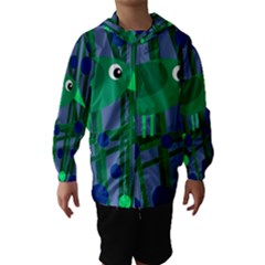 Green And Blue Bird Hooded Wind Breaker (kids) by Valentinaart