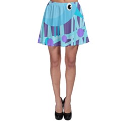 Blue And Purple Bird Skater Skirt by Valentinaart