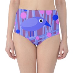 Purple And Blue Bird High-waist Bikini Bottoms by Valentinaart