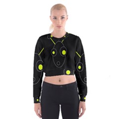 Yellow Alien Women s Cropped Sweatshirt by Valentinaart