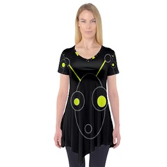 Yellow Alien Short Sleeve Tunic  by Valentinaart