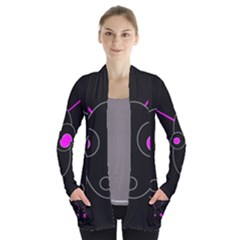 Purple Alien Women s Open Front Pockets Cardigan(p194)