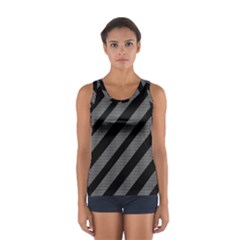 Black And Gray Lines Women s Sport Tank Top  by Valentinaart