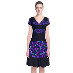 Purple Fish Short Sleeve Front Wrap Dress by Valentinaart