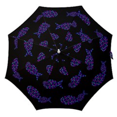 Purple Fishes Pattern Straight Umbrellas by Valentinaart