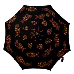 Orange Fishes Pattern Hook Handle Umbrellas (small) by Valentinaart