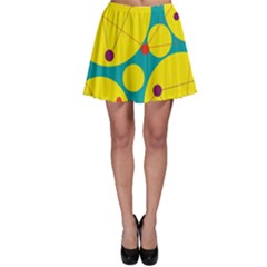 Yellow And Green Decorative Circles Skater Skirt by Valentinaart