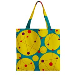 Yellow And Green Decorative Circles Zipper Grocery Tote Bag by Valentinaart