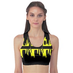 Yellow Abstract Pattern Sports Bra by Valentinaart