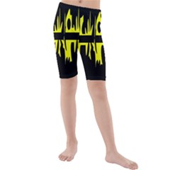 Yellow abstract pattern Kid s Mid Length Swim Shorts