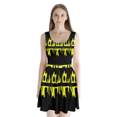 Yellow abstract pattern Split Back Mini Dress 