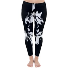 Black And White Pattern Winter Leggings  by Valentinaart