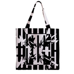 Black And White Abstraction Zipper Grocery Tote Bag by Valentinaart