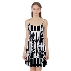 Black And White Abstraction Satin Night Slip by Valentinaart