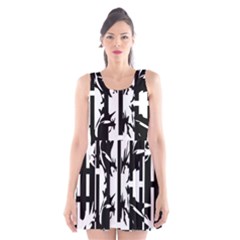 Black And White Abstraction Scoop Neck Skater Dress by Valentinaart