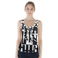 Black And White Abstraction Racer Back Sports Top by Valentinaart