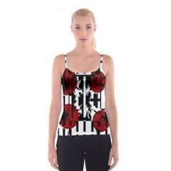 Red, Black And White Elegant Design Spaghetti Strap Top by Valentinaart