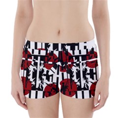 Red, Black And White Elegant Design Boyleg Bikini Wrap Bottoms