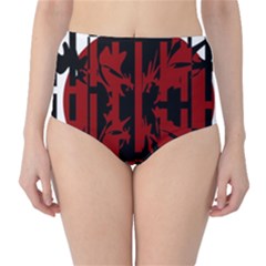 Red, Black And White Decorative Design High-waist Bikini Bottoms by Valentinaart