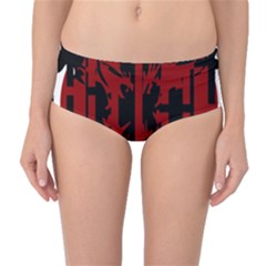 Red, Black And White Decorative Design Mid-waist Bikini Bottoms by Valentinaart