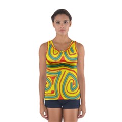 Colorful Decorative Lines Women s Sport Tank Top  by Valentinaart