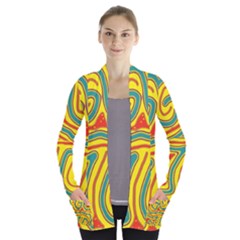 Colorful Decorative Lines Women s Open Front Pockets Cardigan(p194)