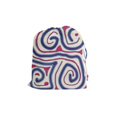 Blue And Red Lines Drawstring Pouches (medium)  by Valentinaart