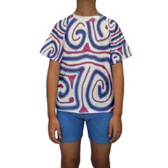 Blue And Red Lines Kid s Short Sleeve Swimwear by Valentinaart