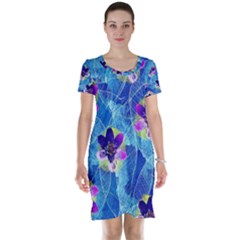 Purple Flowers Short Sleeve Nightdress