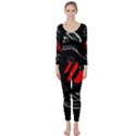 Black and red artistic abstraction Long Sleeve Catsuit View1