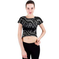 Black And White Decorative Design Crew Neck Crop Top by Valentinaart