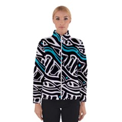 Blue, Black And White Abstract Art Winterwear by Valentinaart