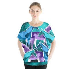  Horses Under A Galaxy Batwing Chiffon Blouse