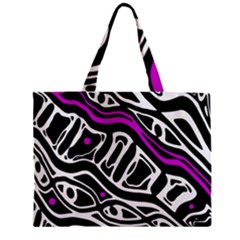 Purple, Black And White Abstract Art Zipper Mini Tote Bag by Valentinaart