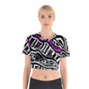 Purple, black and white abstract art Cotton Crop Top View1