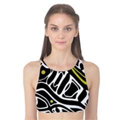 Yellow, Black And White Abstract Art Tank Bikini Top