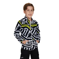 Yellow, Black And White Abstract Art Wind Breaker (kids) by Valentinaart