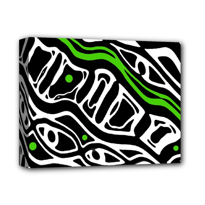 Green, black and white abstract art Deluxe Canvas 14  x 11 