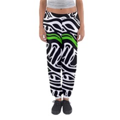 Green, black and white abstract art Women s Jogger Sweatpants