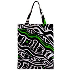 Green, black and white abstract art Zipper Classic Tote Bag