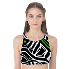 Green, black and white abstract art Tank Bikini Top