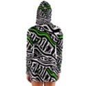 Green, black and white abstract art Women s Long Sleeve Hooded T-shirt View2