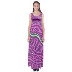 Purple And Green Abstract Art Empire Waist Maxi Dress by Valentinaart