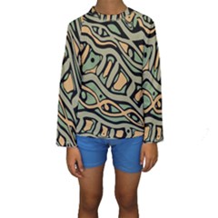 Green Abstract Art Kid s Long Sleeve Swimwear by Valentinaart